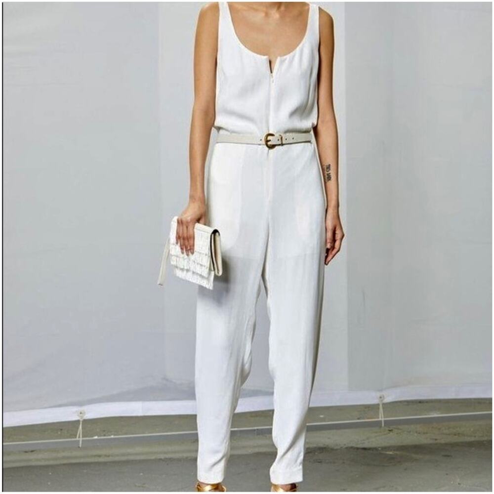 Rachel Comey white textured sleeveless zip front Jumpsuit in size 0